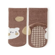 Cathalem Baby Socks Boys Non Slip Unisex Kids and Toddlers Cotton Low Cut Sock (Coffee,0-1 Years)